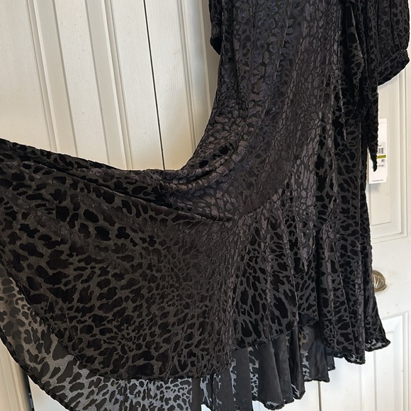 Calvin Klein stunning black womens DRESS mock wrap VELVET tie at side S… - Picture 8 of 16
